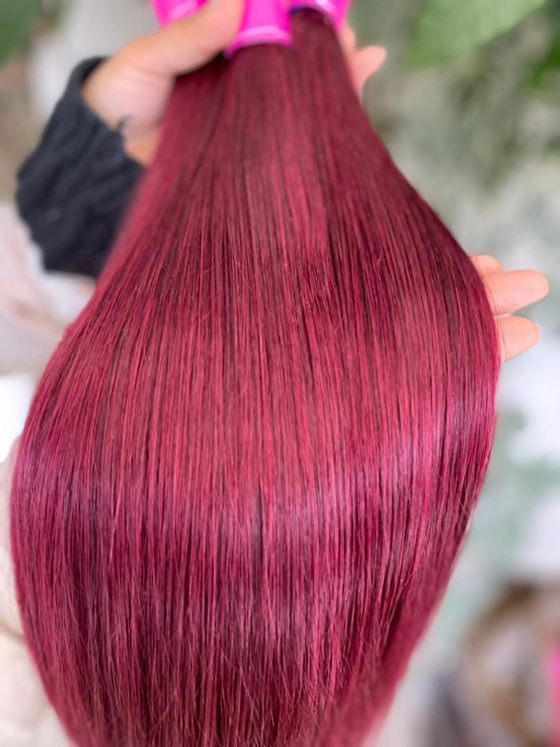 Bundle 100% Human Hair – Color #99J Burgundy – Straight or Curly