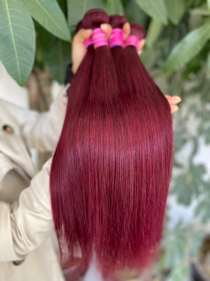 Bundle 100% Human Hair – Color #99J Burgundy – Straight or Curly