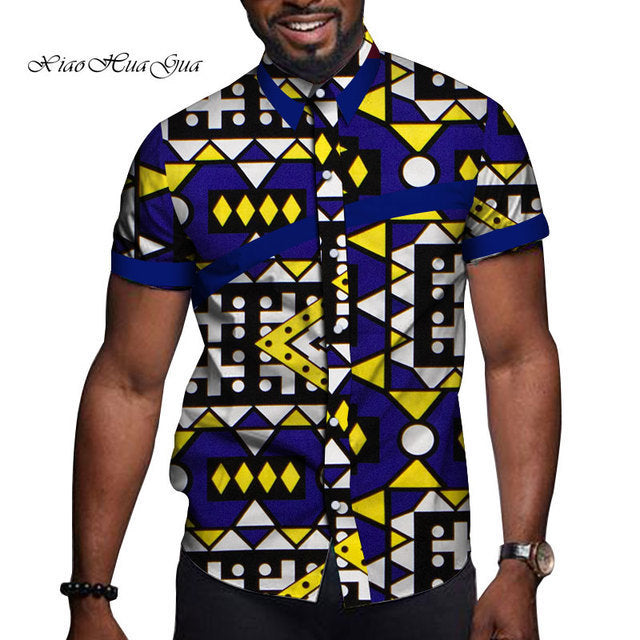 African Men Clothing Printed Short Sleeve Top T-Shirt