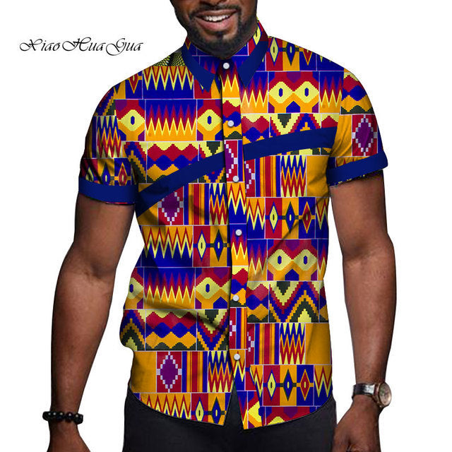 African Men Clothing Printed Short Sleeve Top T-Shirt