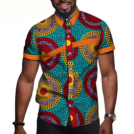 African Men Clothing Printed Short Sleeve Top T-Shirt