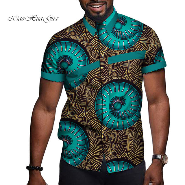 African Men Clothing Printed Short Sleeve Top T-Shirt