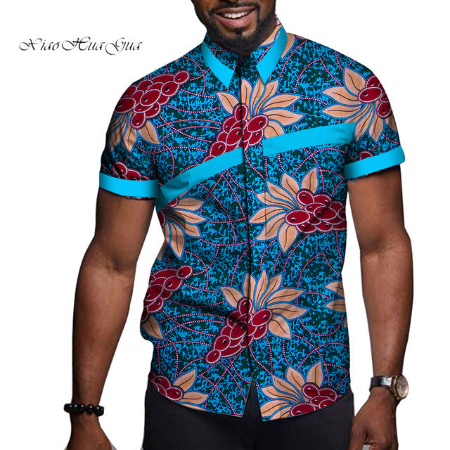 African Men Clothing Printed Short Sleeve Top T-Shirt