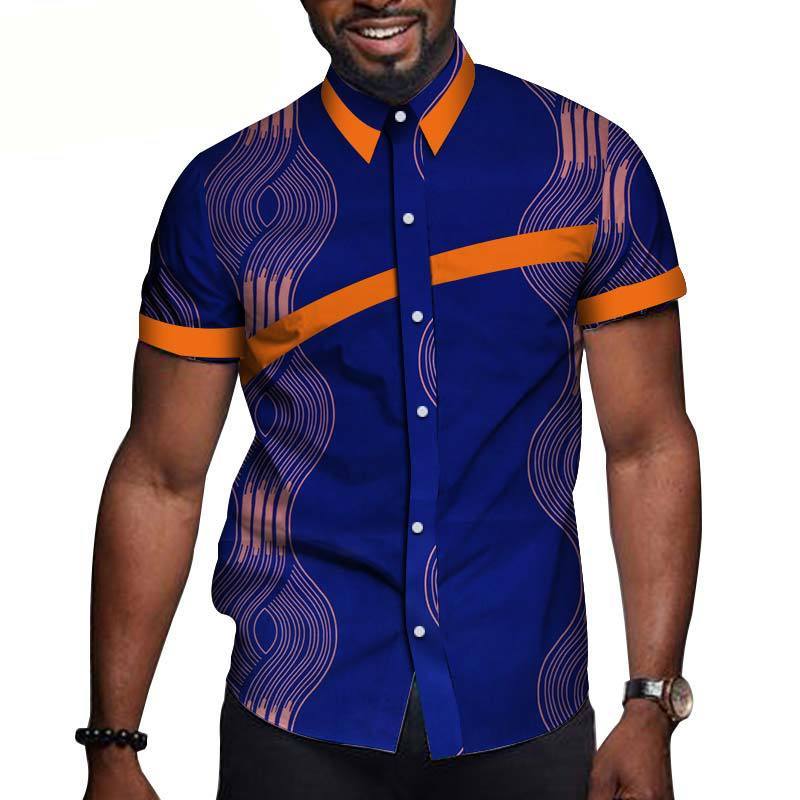 African Men Clothing Printed Short Sleeve Top T-Shirt