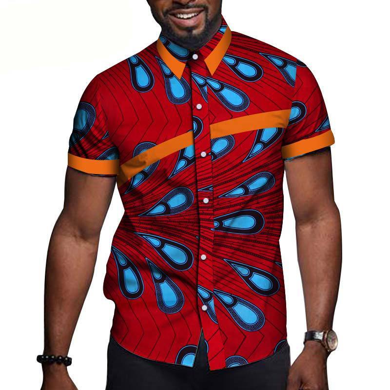 African Men Clothing Printed Short Sleeve Top T-Shirt