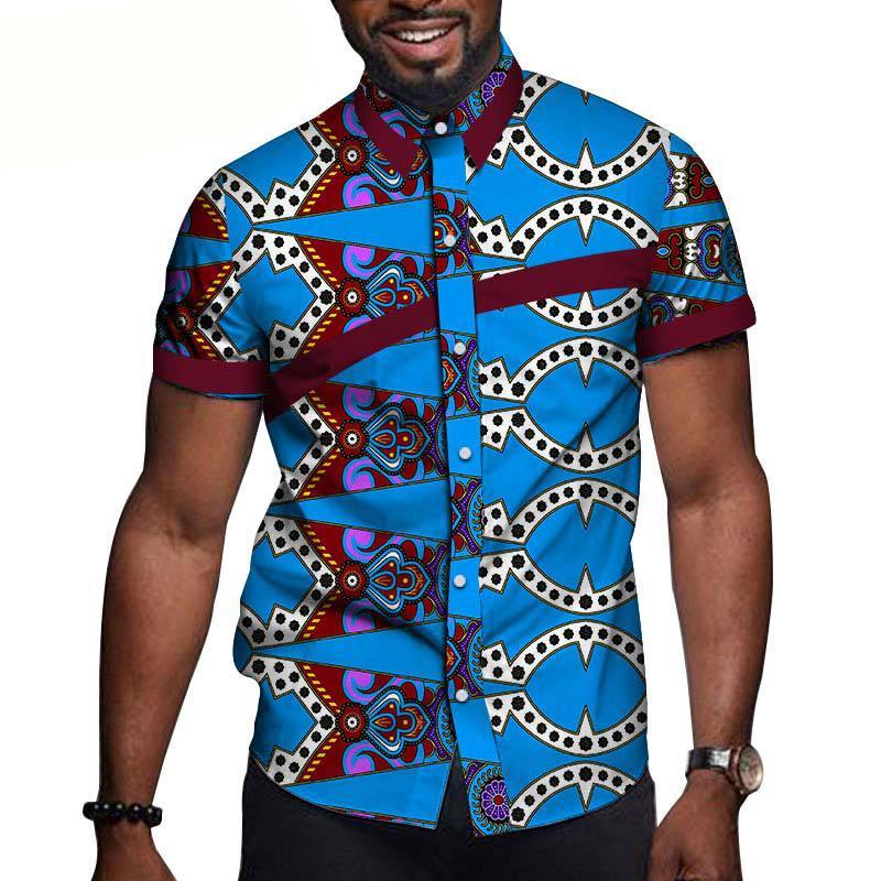 African Men Clothing Printed Short Sleeve Top T-Shirt