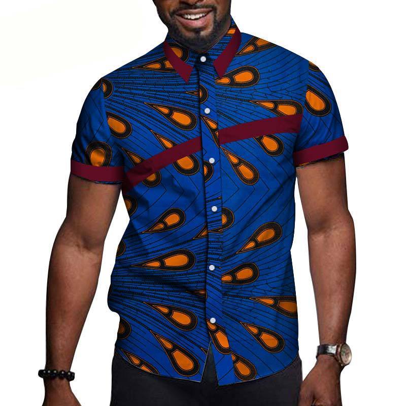 African Men Clothing Printed Short Sleeve Top T-Shirt